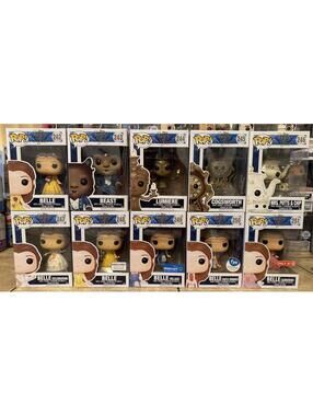Funko Pop! Disney: Beauty and the Beast Live Movie Complete Set w/Protectors